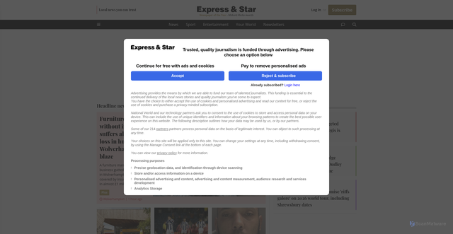 Security scan screenshot of https://www.expressandstar.com