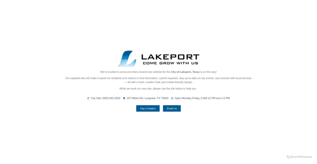 Security scan screenshot of https://lakeporttx.gov/