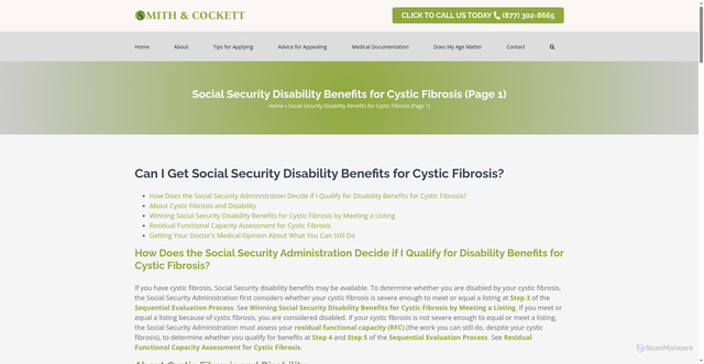 Security scan screenshot of https://thetennesseedisabilityattorney.com/cystic-fibrosis