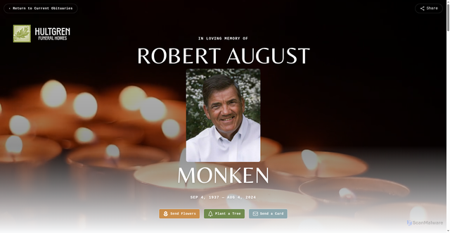 Security scan screenshot of https://www.hultgrenfh.com/obituaries/robert-monken