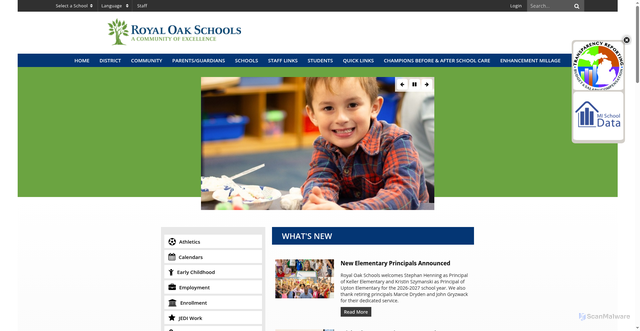 Security scan screenshot of https://www.royaloakschools.org