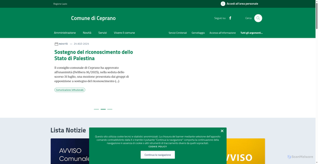 Security scan screenshot of https://comune.ceprano.fr.it/