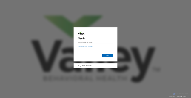 Security scan screenshot of https://valleymentalhealth.sharepoint.com