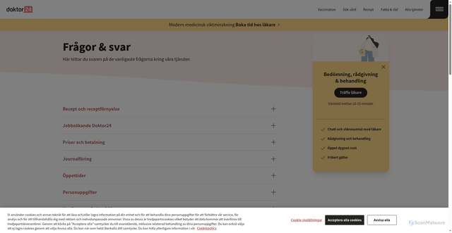 Security scan screenshot of https://doktor24.se/faq/?utm_source=crm&utm_medium=email&utm_campaign=ma-generic-digital-consultation