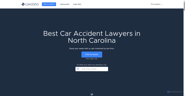 Security scan screenshot of https://lawzana.com/car-accident-lawyers/north-carolina