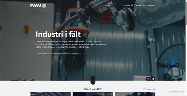 Security scan screenshot of https://www.fmv.se/