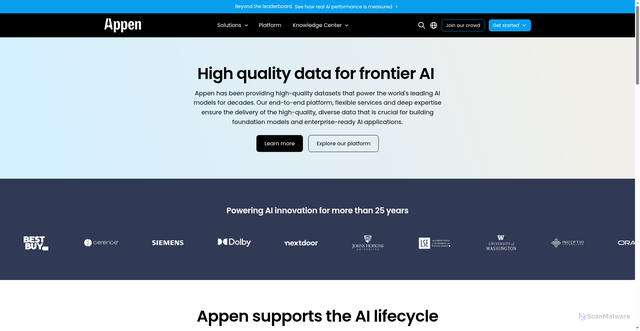 Security scan screenshot of https://appen.com