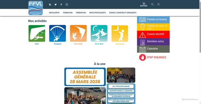 Security scan screenshot of https://ffvl.fr