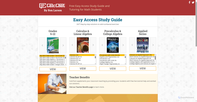 Security scan screenshot of https://www.calcchat.com