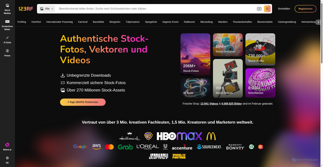 Security scan screenshot of https://es.123rf.com