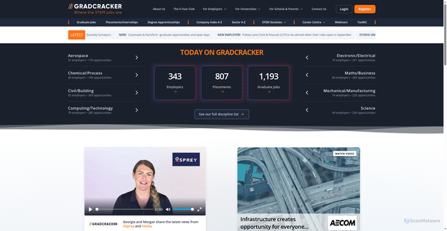 Security scan screenshot of https://gradcracker.com