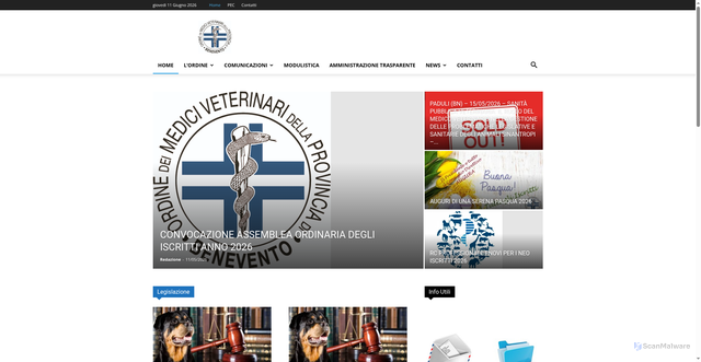 Security scan screenshot of https://www.ordineveterinaribenevento.it/