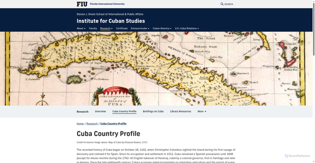Security scan screenshot of https://ics.fiu.edu/research/cuba-country-profile/