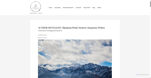Security scan screenshot of https://brettnelson-author.com/2022/03/17/author-spotlight-shannon-work-mystery-suspense-writer/