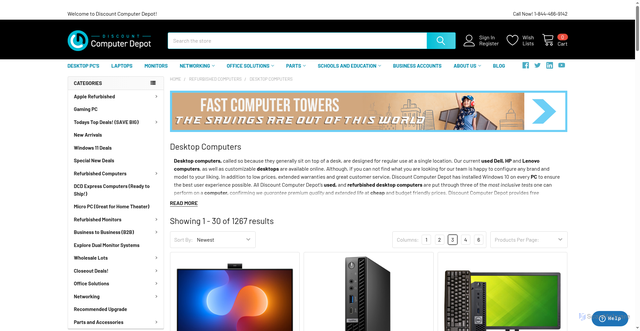 Security scan screenshot of https://discountcomputerdepot.com/categories/refurbished-computers/desktop-computers.html?srsltid=AfmBOooveC_PXroGS4nG-kxv9_9dHxYdMjKVvl5B-tfJGMbrreFPB_vQ