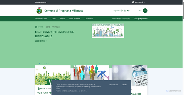 Security scan screenshot of https://comune.pregnana.mi.it/