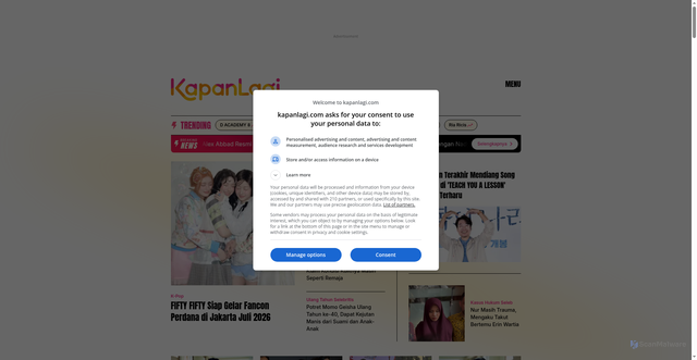Security scan screenshot of https://www.kapanlagi.com
