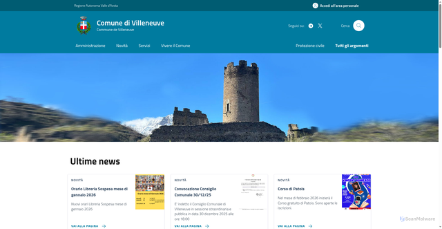 Security scan screenshot of https://www.comune.villeneuve.ao.it/