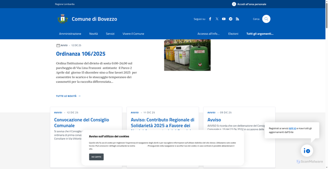 Security scan screenshot of https://www.comune.bovezzo.bs.it/
