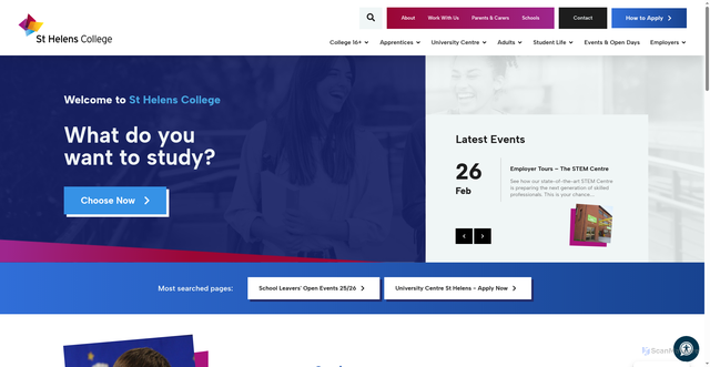 Security scan screenshot of https://www.sthelens.ac.uk/