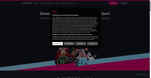 Security scan screenshot of https://magentasport.de