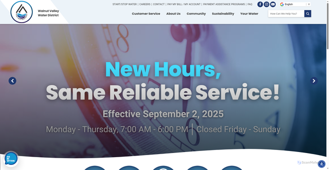 Security scan screenshot of https://walnutvalleywater.gov/