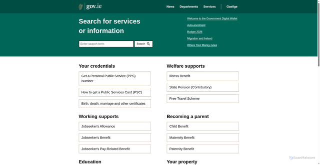 Security scan screenshot of https://www.gov.ie