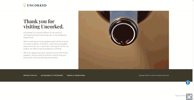 Security scan screenshot of https://www.uncorked.com/?srsltid=AfmBOor39yR0R6PcwbCHqizNIdXjC1ZydPucOzLn0JeZrhu-32IHSFkW