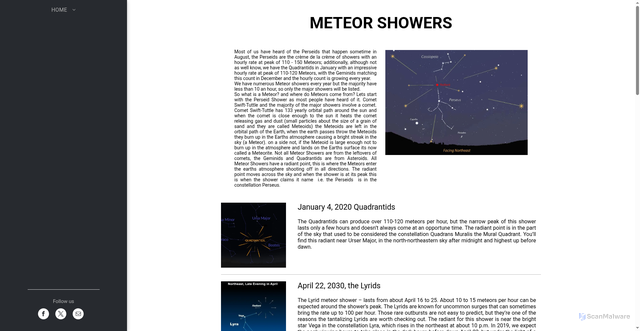 Security scan screenshot of https://www.havastro.co.uk/meteor-showers