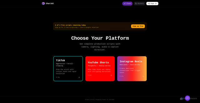 Security scan screenshot of https://chariai.com/