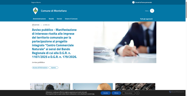 Security scan screenshot of https://www.comune.montefano.mc.it