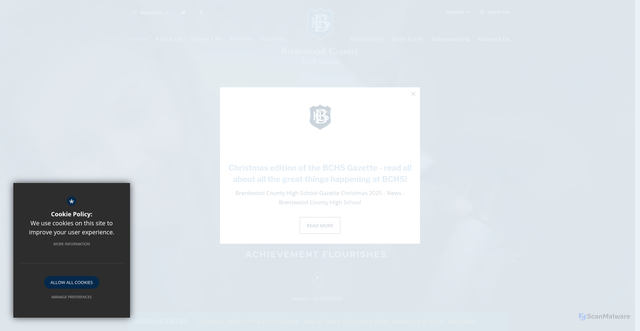 Security scan screenshot of https://brentwood-county-high.osborne.coop/