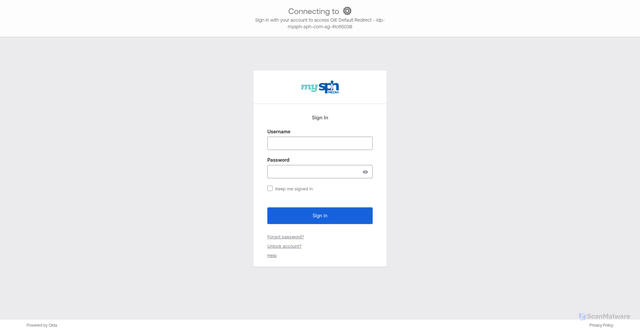Security scan screenshot of https://sph.customdomains.okta.com