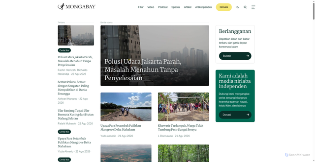Security scan screenshot of https://mongabay.co.id