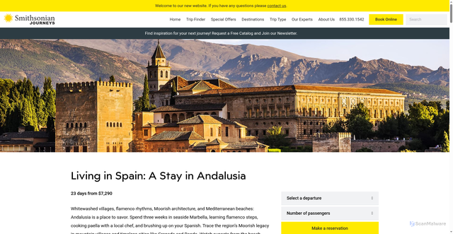 Security scan screenshot of https://www.smithsonianjourneys.org/tours/spain-stay/itinerary/