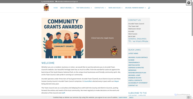 Security scan screenshot of https://www.arundeltowncouncil.gov.uk/
