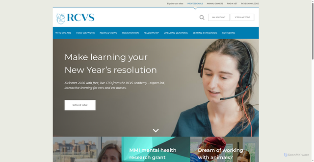 Security scan screenshot of https://www.rcvs.org.uk/home/