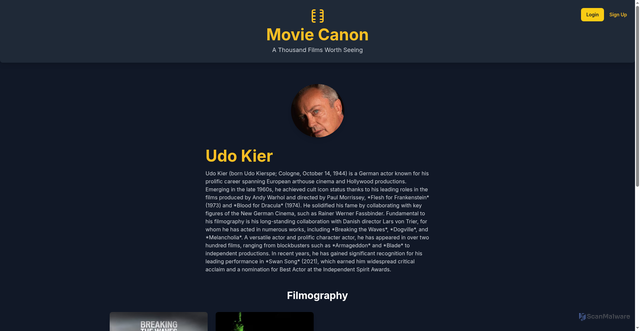 Security scan screenshot of https://www.moviecanon.com/actors/udo-kier