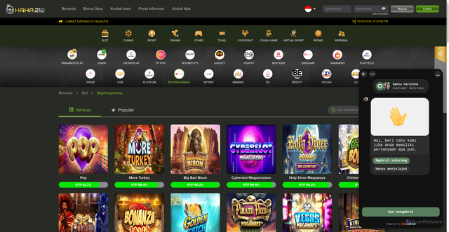 Security scan screenshot of https://haha212savage.com/games/slot/bigtimegaming