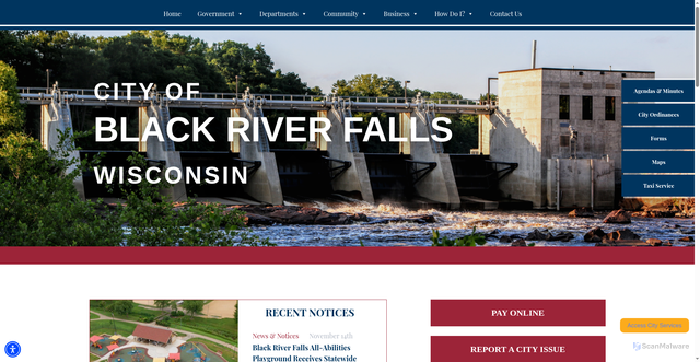 Security scan screenshot of https://blackriverfallswi.gov/