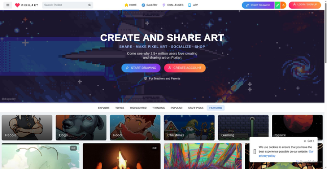 Security scan screenshot of https://pixilart.com