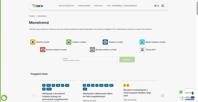Security scan screenshot of https://menetrend-debrecen.hu