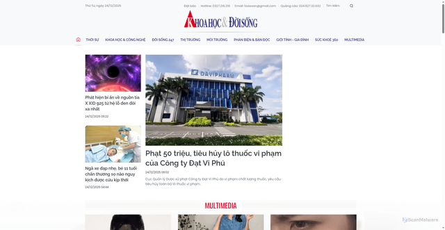 Security scan screenshot of https://khoahocdoisong.vn