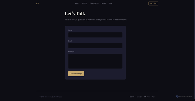 Security scan screenshot of https://ranvirsv.com/contact