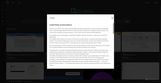 Security scan screenshot of https://urldna.io/