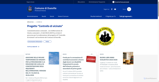 Security scan screenshot of https://www.comune.dueville.vi.it/