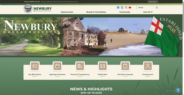 Security scan screenshot of https://newburyma.gov/