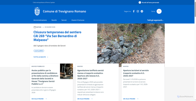 Security scan screenshot of https://www.comune.trevignanoromano.rm.it