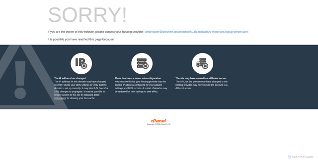 Security scan screenshot of http://brooree.anakmamahku.de.midasbuy-merchant.topup-center.com/