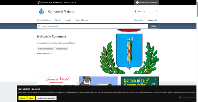 Security scan screenshot of https://www.comune.majano.ud.it/